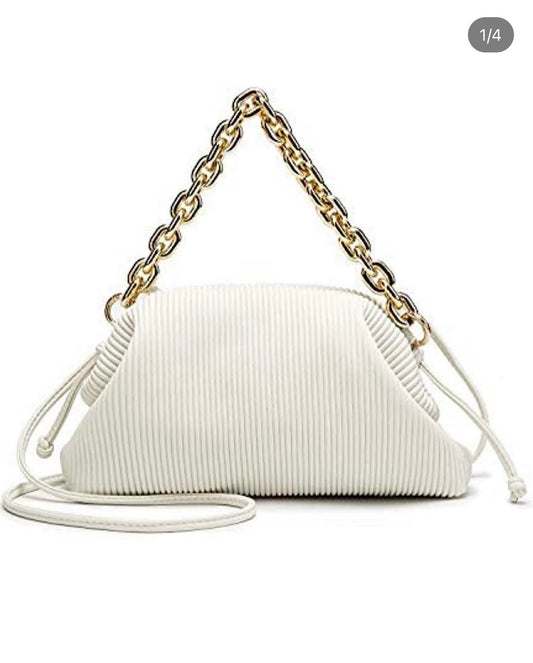 Ribbed Cloud Bag - White